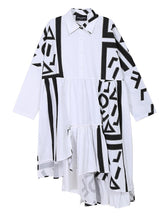 Loose Asymmetric Printed Mini Dress