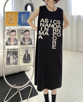 Round Neck Letter Printed Vest Maxi Dress