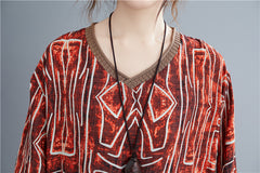 Vintage Abstract Printed Long Sleeves T-Shirt