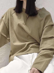 Simple White Solid Round-Neck T-Shirt Top