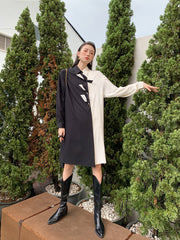 Casual Single-Breasted Clashing Shirtdress