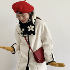 Versatile Double-Sided Floral Wool Scarf