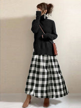 Black And White Plaid Stitching Fake Two-Piece Dress