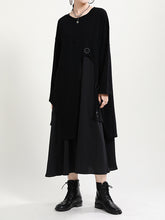 Women Round Neck Stitching Long Sleeve Dress