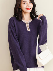 Solid Color Loose Pullover Sweater