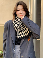 Casual And Simple Diamond Checked Scarf