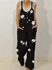 Floral Printed Loose Wide-Leg Jumpsuit