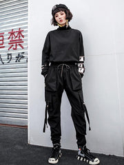 Casual Zipper Drawstring Overall Pants