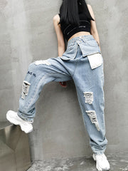 High Waist Solid Color Jeans Pants
