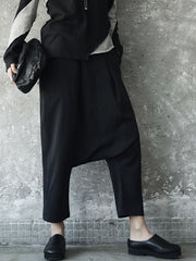 Solid Color Stitching Harem Casual Pants