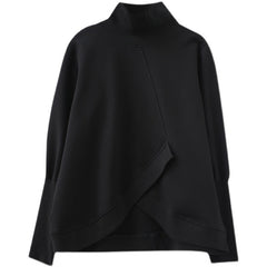 Loose Solid Color Splicing Turtleneck Sweatshirt