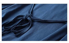 Round Neck Short-Sleeved Solid Color Lace-Up Waist T-Shirt Tops