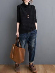 Women Turtleneck Solid Color Long Sleeve Sweater