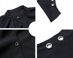 Stand Collar Solid Mini Dress