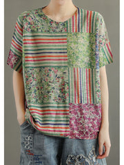 Color Block Printing Loose T-Shirt