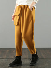 Knitted And Velvet Thickened Nine-Point Harem Pants