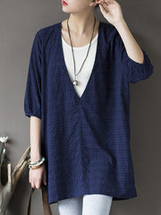 Pure Cotton V-neck Comfortable Blouse