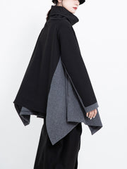 Women Loose Pullover High Collar Casual Sweatshirt