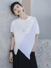 Casual Loose Split-Joint Button T-Shirt