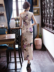 Floral Print Side Split Long Cheongsams