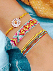 Daisy Pattern Colorful Bracelet Set