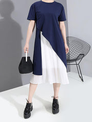 Two-Piece Cropped Pleats Elasticity Waist Dress