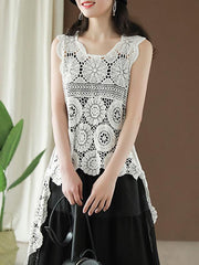 Hollow Out Cropped Long Vest