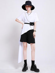 Simple Irregularity Solid T-Shirts Tops