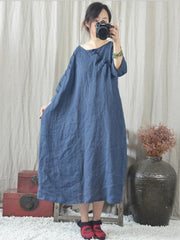 Loose Comfortable button Long Sleeve Dress