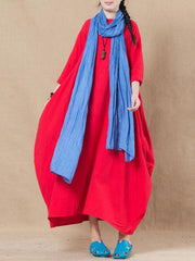 Ramie Cotton Loose Solid Maxi Dresses