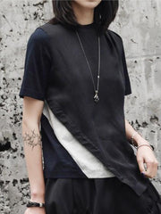 Split-joint Asymmetric T-shirt Tops