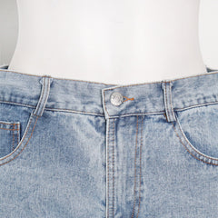 High Waist Slim Contrast Straight-Leg Jeans