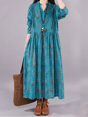 Animal Printed V-Neck Tatting Maxi Dress