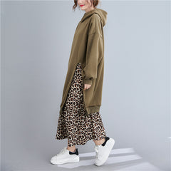 Women Plus Velvet Stitching Printed Dress