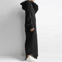 Hooded Irregular Zipper Maxi Dress