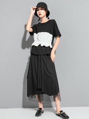 Original Falbala Split-Joint T-Shirts Tops