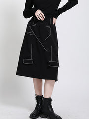 Women Retro Irregular Print Skirt