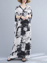 Loose V-Neck Print Leisure Dress