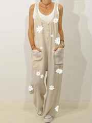Floral Printed Loose Wide-Leg Jumpsuit
