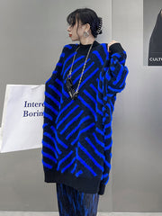 Loose Geometric Printed Knitted Midi Dress