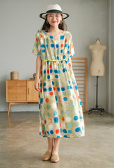 Retro Polka Dot Print Loose Midi Dress