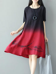 Loose Contrast Color Comfortable Short Dress