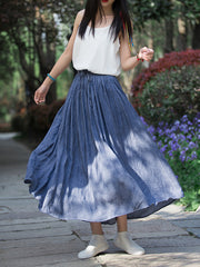 Large Hem Tie Dye Solid Color Loose Casual Skirt