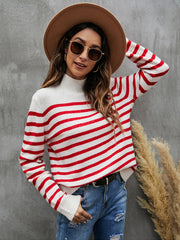 Casual Striped Stand Collar Sweater