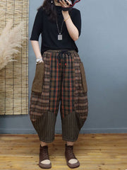 Retro Plaid Patchwork Pants