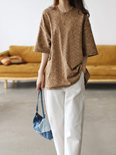 Women Letter Print Round Neck Loose Casual T-Shirt