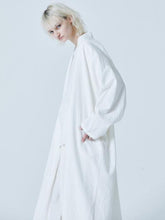 Simple White Split-joint Long Outwear