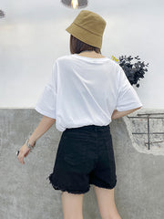 Straight Leg Letter Printed Street Style Shorts