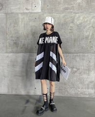 Women Round Neck Printed Loose Casual T-Shirt Dress