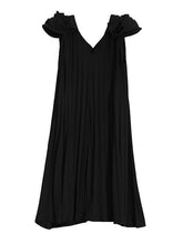 Fashion Solid Petal Sleeve Pleats Dress